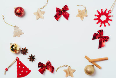 Christmas decorations over white background