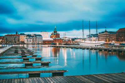 Reflection of buildings in water