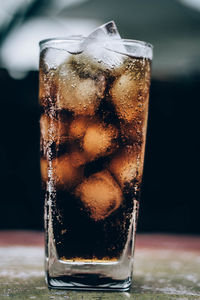 Close-up of ice cream in glass on table