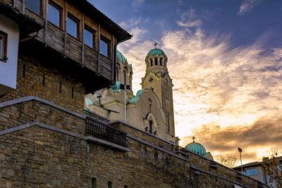 Low angle view of buildings against sky