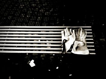 Close-up of woman standing on tiled floor