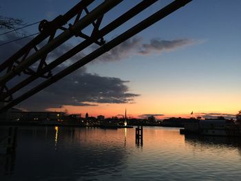 Scenic view of river against sky during sunset