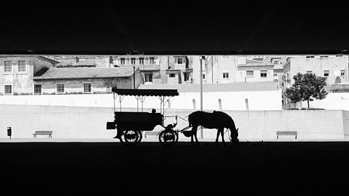 Silhouette man in bus