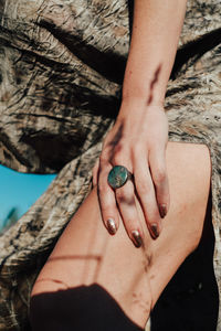 Close-up of woman hand with tattoo