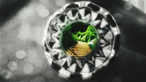 High angle view of glass on table