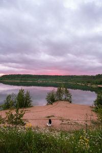 Scenic view of lake against sky