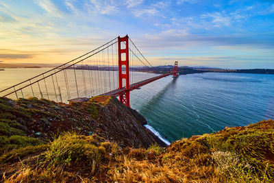 View of suspension bridge against sky