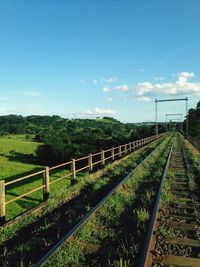 Railroad track on field