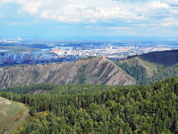 High angle view of cityscape against sky