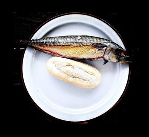 High angle view of fish on plate