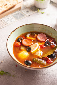 Close-up of soup in bowl