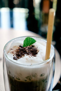 Close-up of drink on table