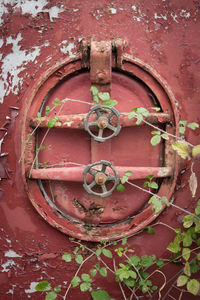 Close-up of rusty wheel