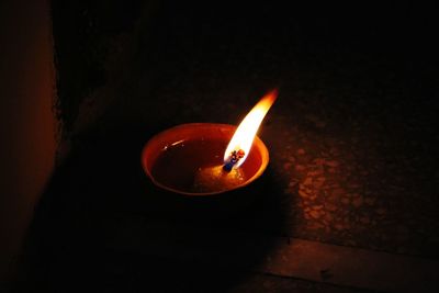 Close-up of illuminated candle