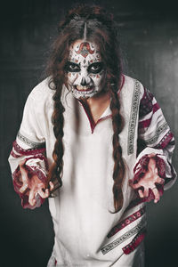 Young woman with spooky make-up