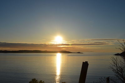 Scenic view of sea against sky during sunset