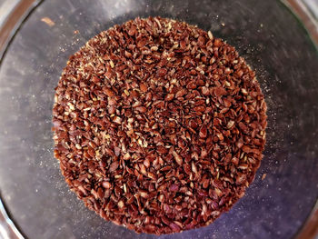 High angle view of meat in container