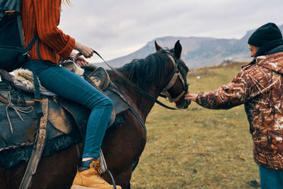 People riding horses