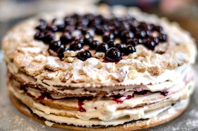 Close-up of blackberry pancake