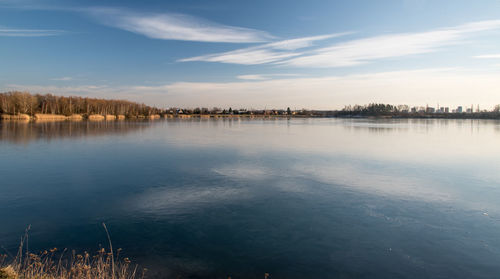 Scenic view of lake against sky