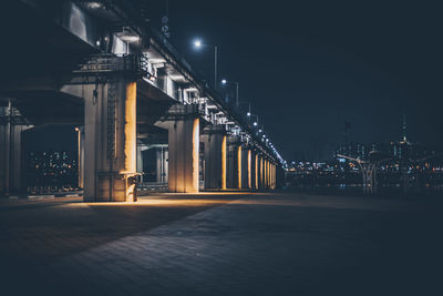 View of illuminated city at night