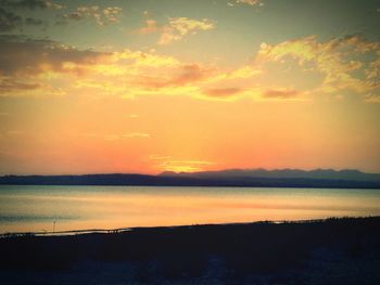 Scenic view of sea at sunset