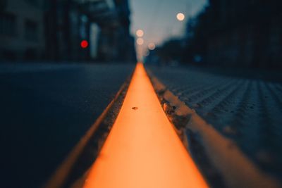 Surface level of road at night