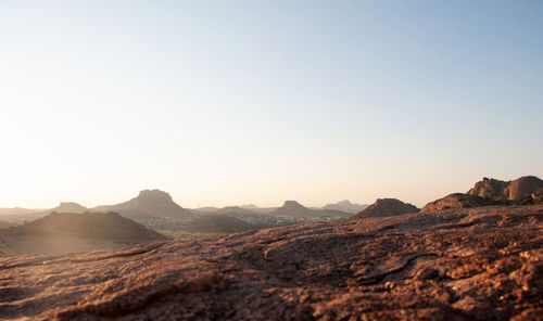 Scenic view of mountains against clear sky