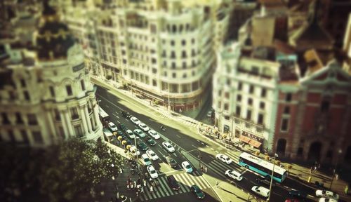 High angle view of vehicles on road