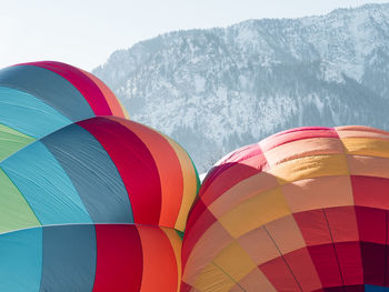 Low angle view of hot air balloons