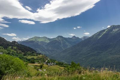 Scenic view of mountains against sky