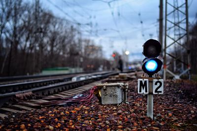 Railway signal during autumn