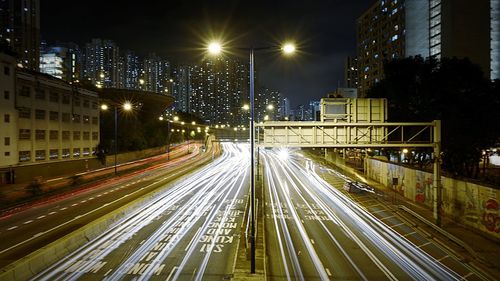 Light trail on highway in city