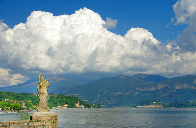 Scenic view of mountains against cloudy sky