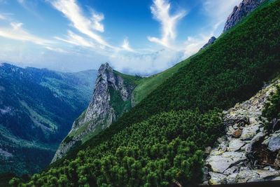 Panoramic view of mountains against sky