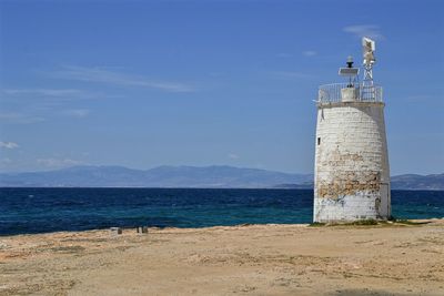 Scenic view of sea against blue sky