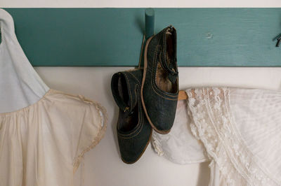 Low section of shoes hanging