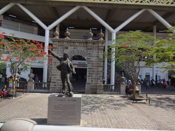 People in front of building