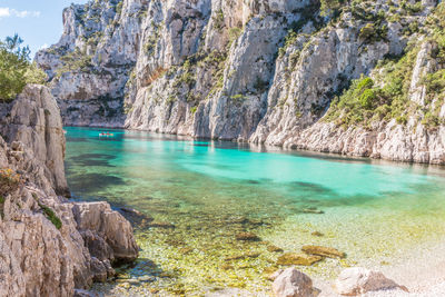 Scenic view of sea and rocks