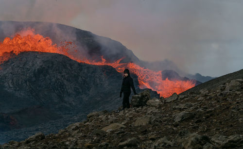 Scenic view of volcanic mountain