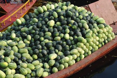 High angle view of fruits in basket