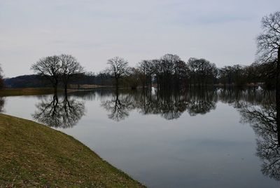 Scenic view of lake against sky