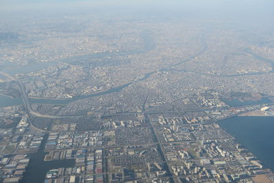 Aerial view of city buildings