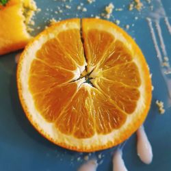 High angle view of orange on table