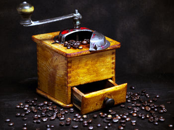 Close-up of toy box on table