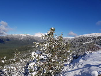 Snow covered landscape against sky