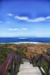 Scenic view of beach against blue sky