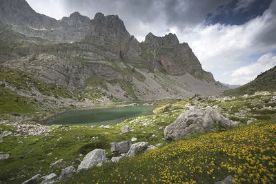 Scenic view of mountains against sky