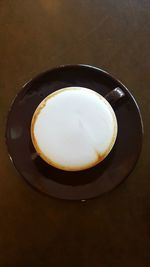 High angle view of coffee on table