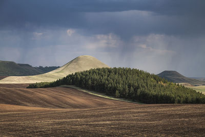 Scenic view of road by land against sky